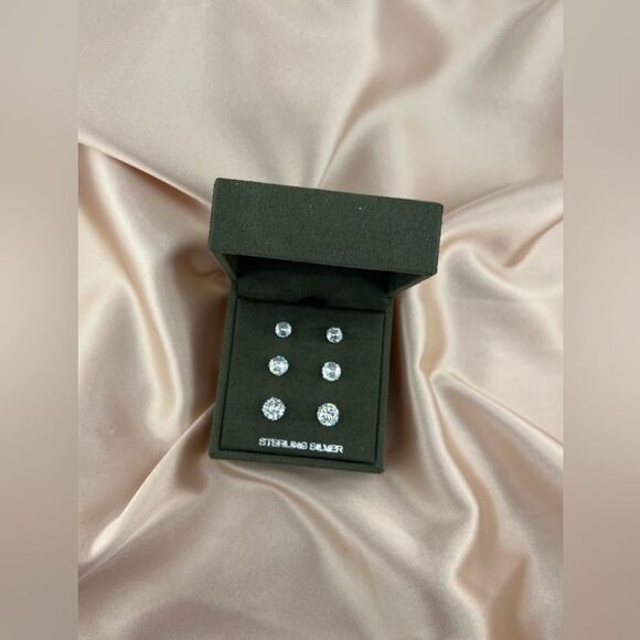 Bain x Miller Sterling Silver Stud Earrings Set (3 Pairs) - Picture 3 of 6